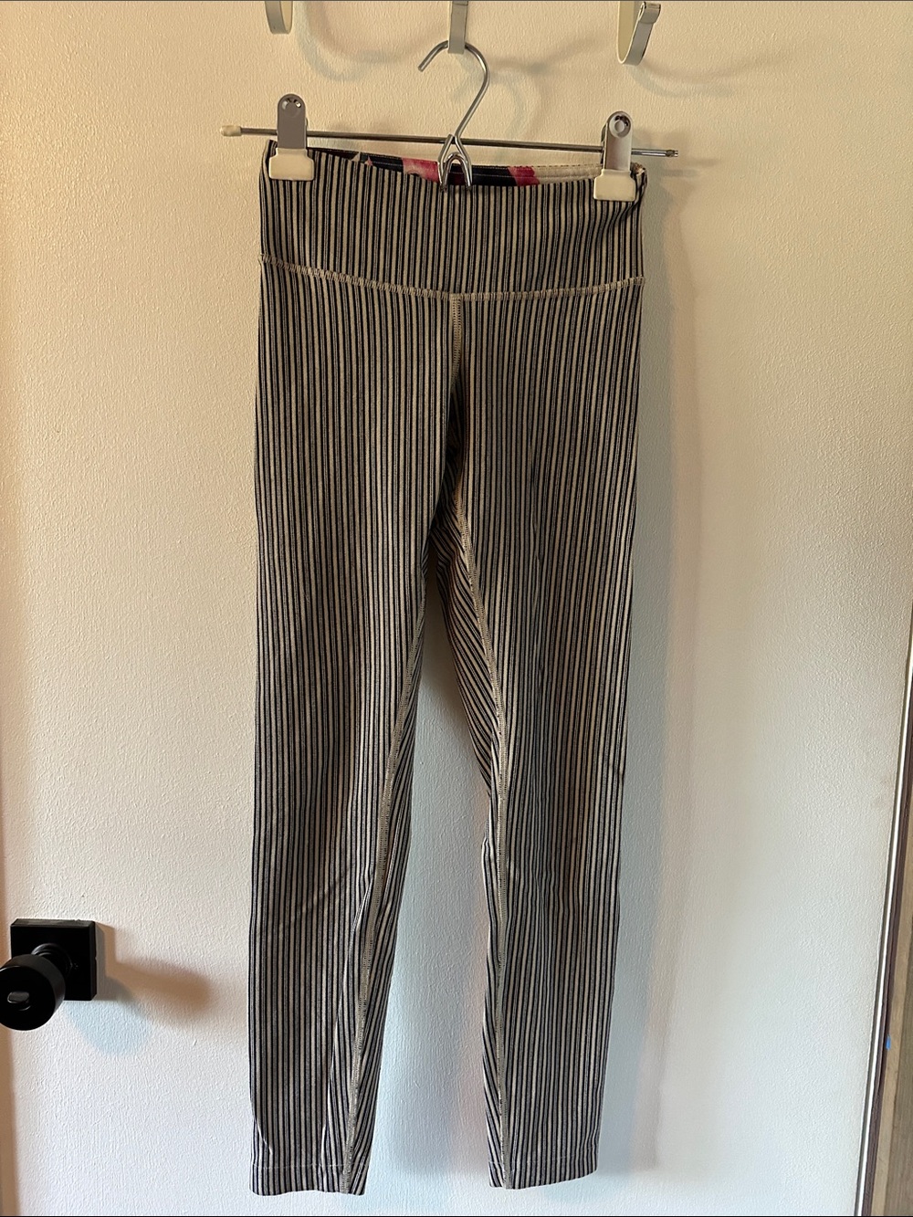 lululemon athletica Black and White Striped Leggings